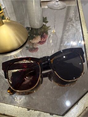 Wildfox Tortoiseshell Sunglasses with Dark Lenses and Gold Trim